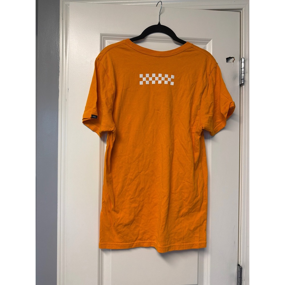 Vans Mens Small Orange Box Logo Checkerboard Back Graphic T-Shirt Custom Fit - Picture 3 of 7